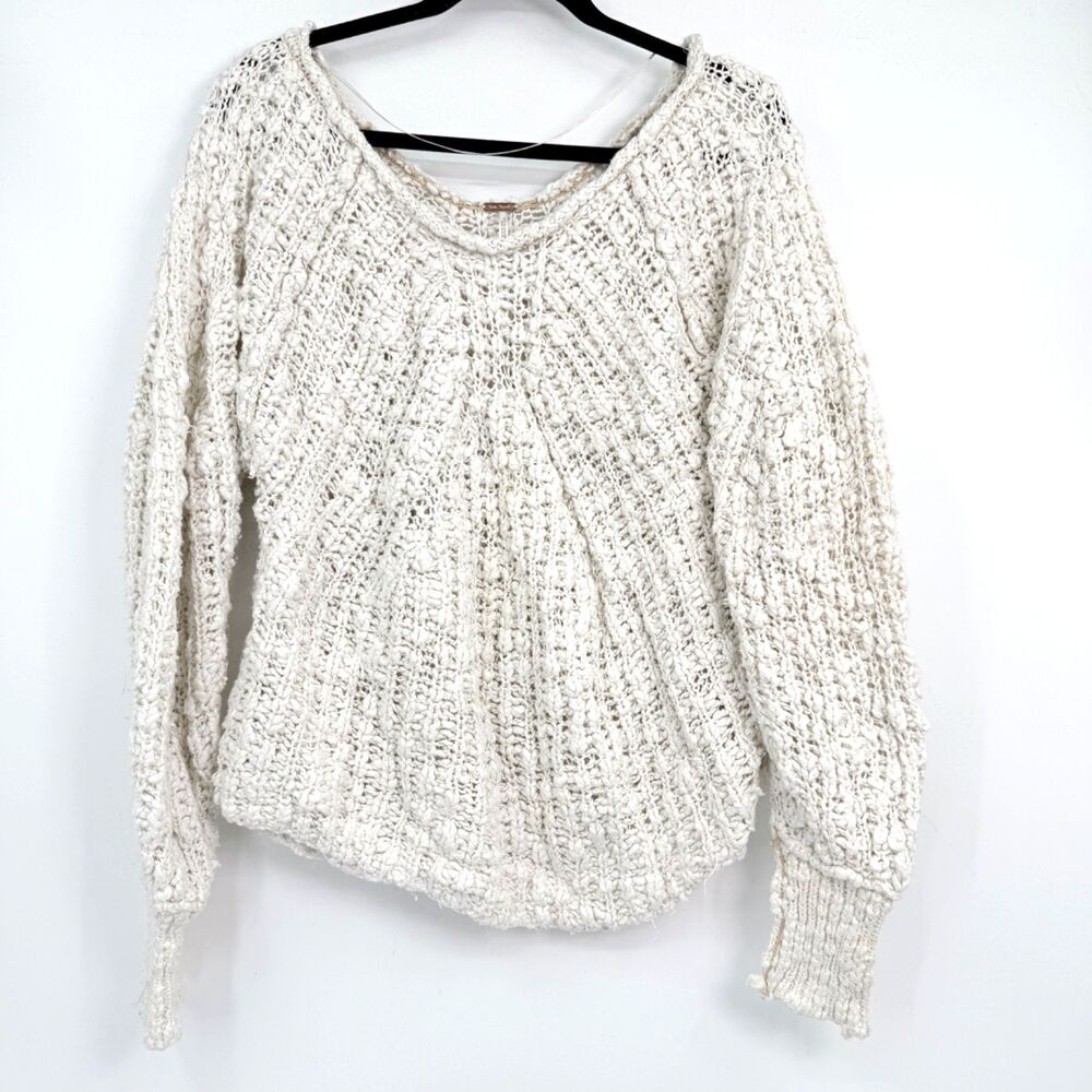 Free People Chunky Knit Sweater Women M Coastal Grandma Boho Cottagecore